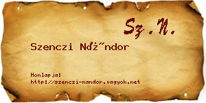 Szenczi Nándor névjegykártya