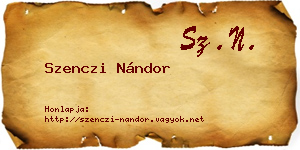 Szenczi Nándor névjegykártya
